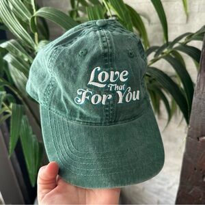 Time and Tru Green Embroidered “Love That For You” Twill Hat Ballcap New Tags